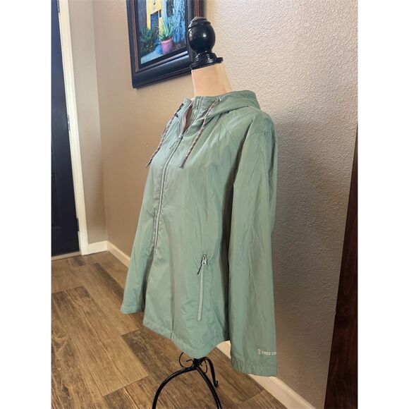 Free Country Women's Windbreaker Jacket 2XL Green Faux Fur Lined Hooded - Picture 4 of 13